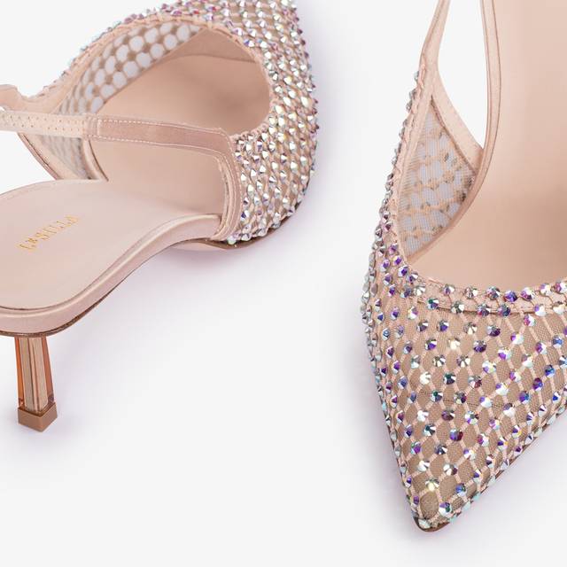 Le Silla Slingback gioiello rete nude skin Only for today