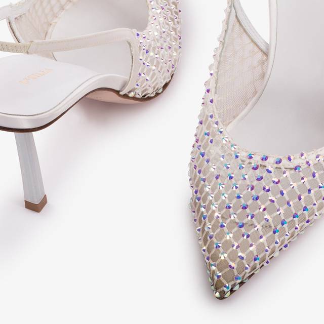 Le Silla Slingback gioiello rete bianca carta e Cristalli Offerta speciale della fabbrica