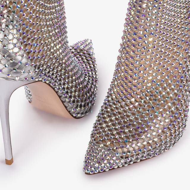 Le Silla Stivaletto calza argento eclissi e Cristalli Super sconto