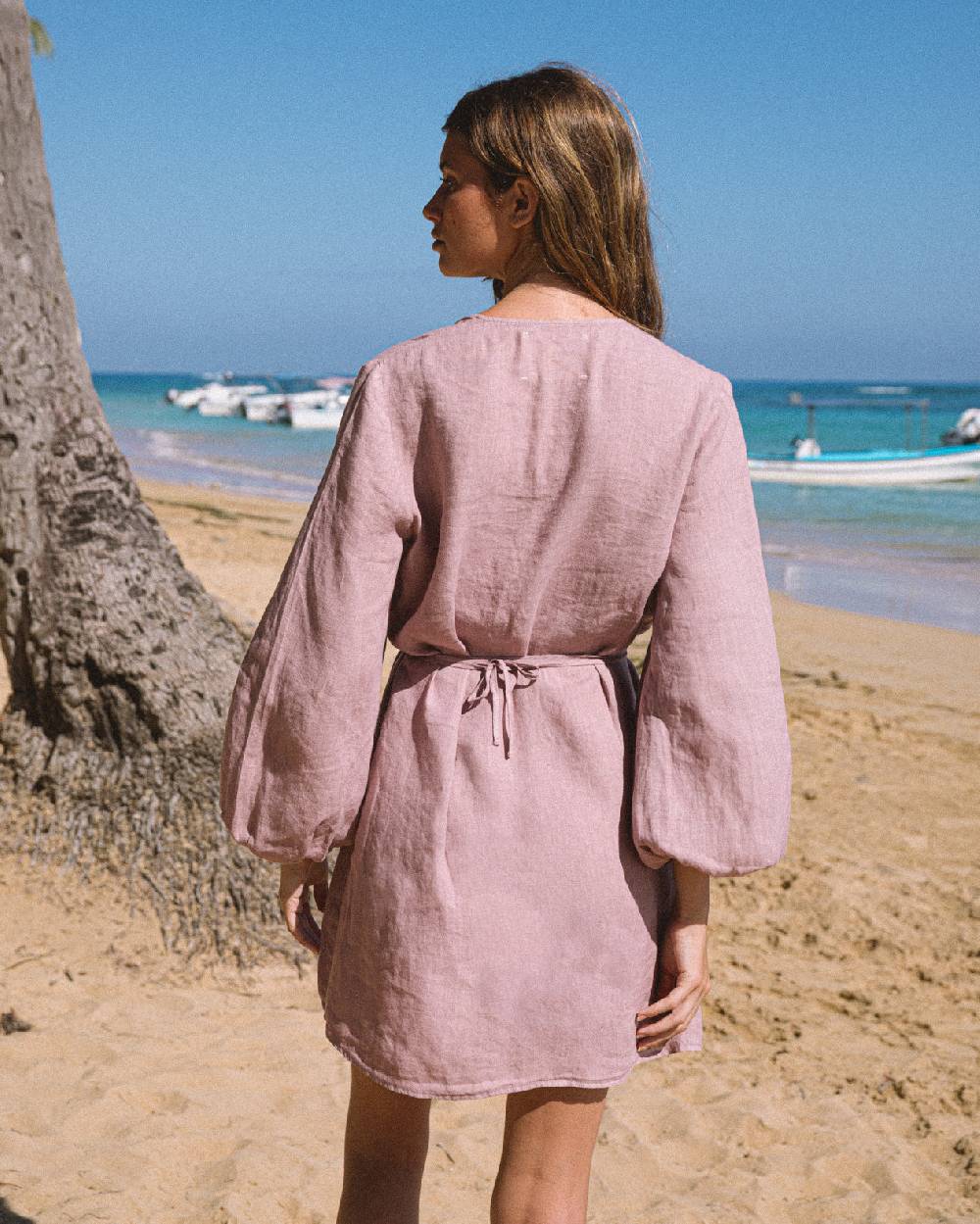 ﻿Manebí Linen Caracas Dress - Iris Sconto