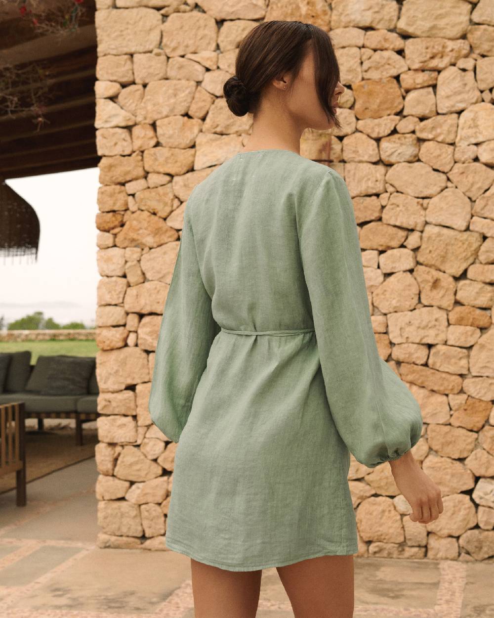 Manebí Linen Caracas Dress - Mineral Green I Più Venduti