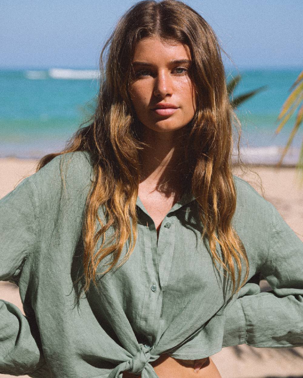 Manebí Linen Santos Shirt - Mineral Green Moda