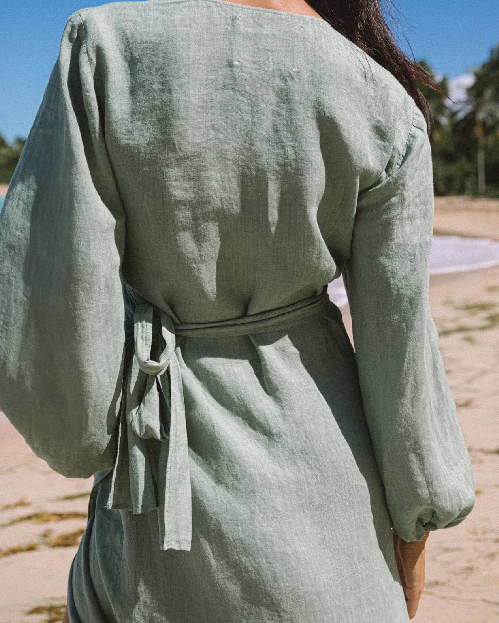 Manebí Linen Galapagos Dress - Mineral Green 2025