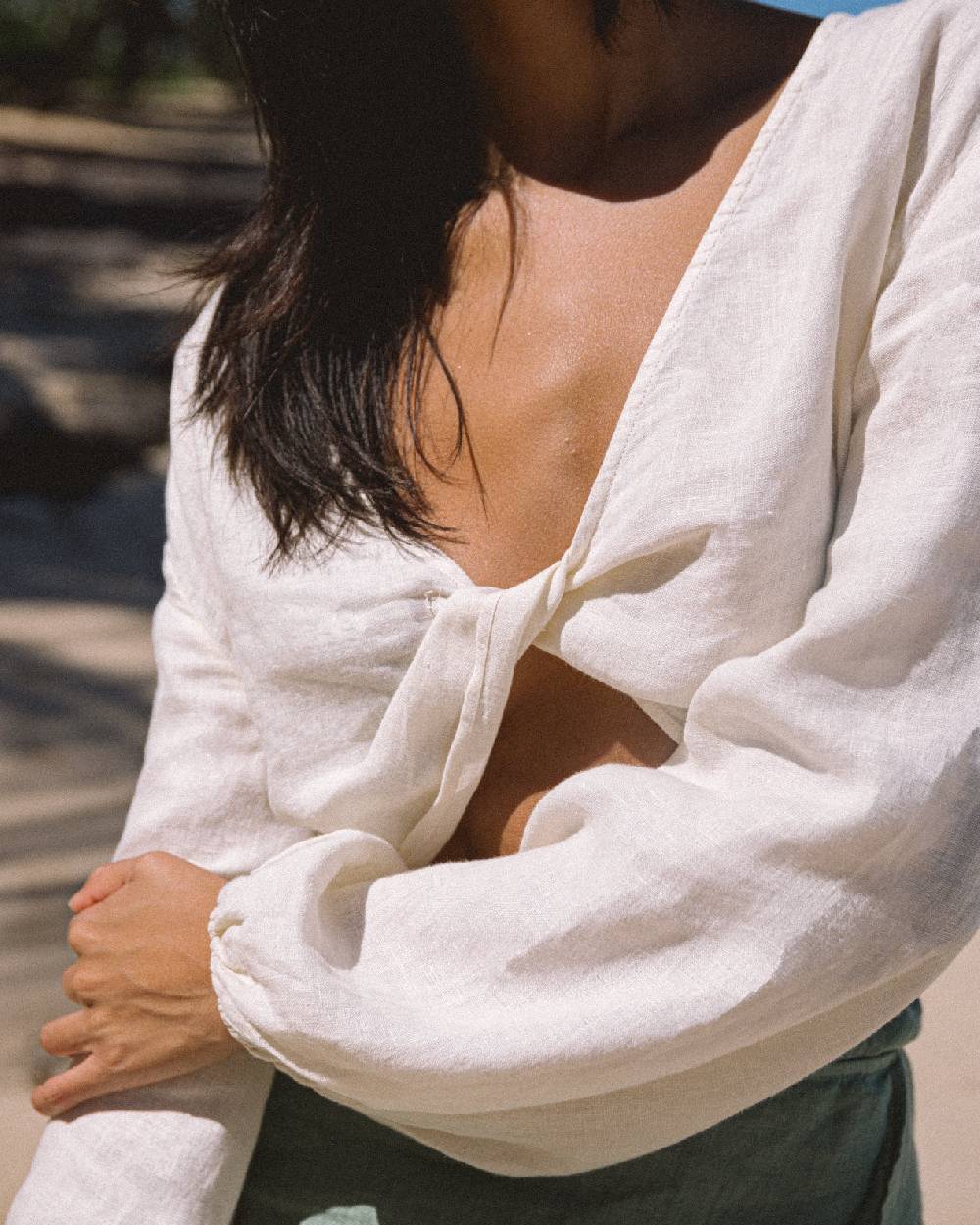 Manebí Linen Antigua Top - Eggnog Italy