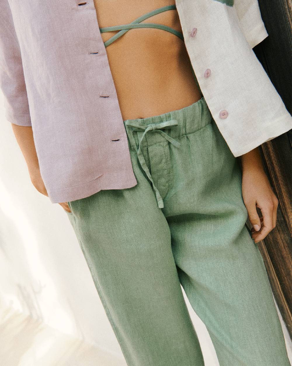 Manebí Linen Belem Trousers - Mineral Green 2025