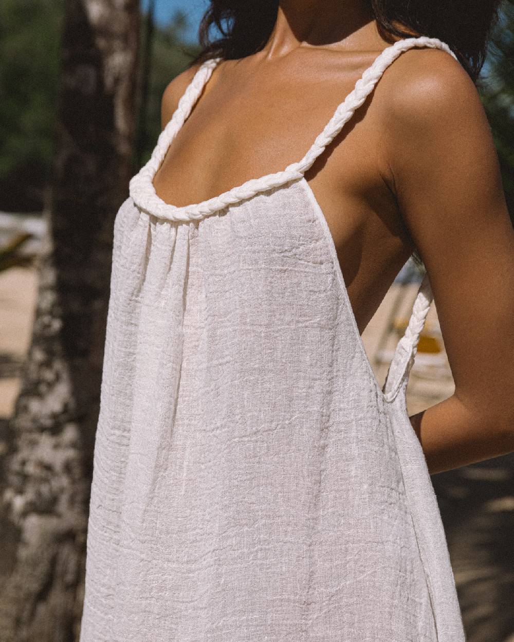 Manebí Linen Gauze Maracaibo Dress - White In Linea
