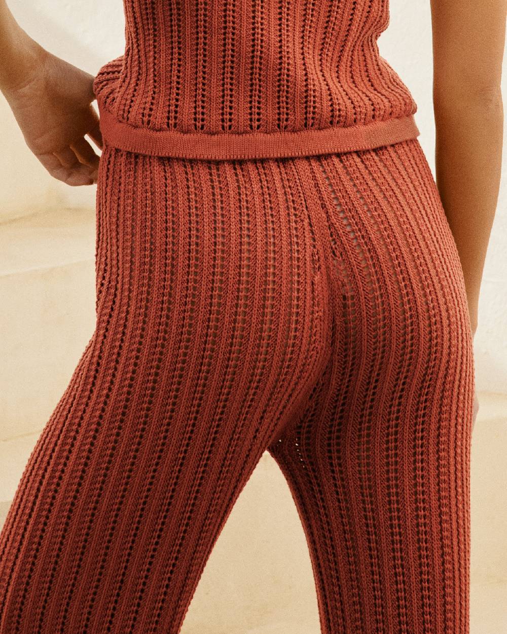 Manebí Cotton Crochet|Lipari Trousers - Rust Qualità Garantita