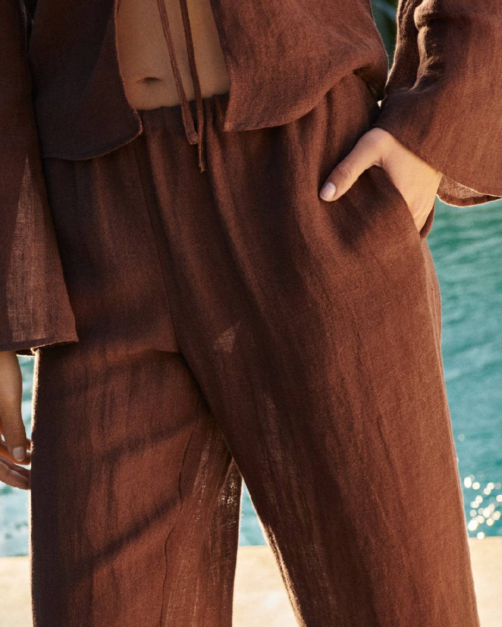Manebí Linen Gauze Girona Trousers - Cocoa Ultimi due giorni