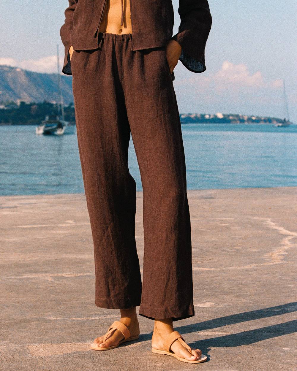 Manebí Linen Gauze Girona Trousers - Cocoa Ultimi due giorni