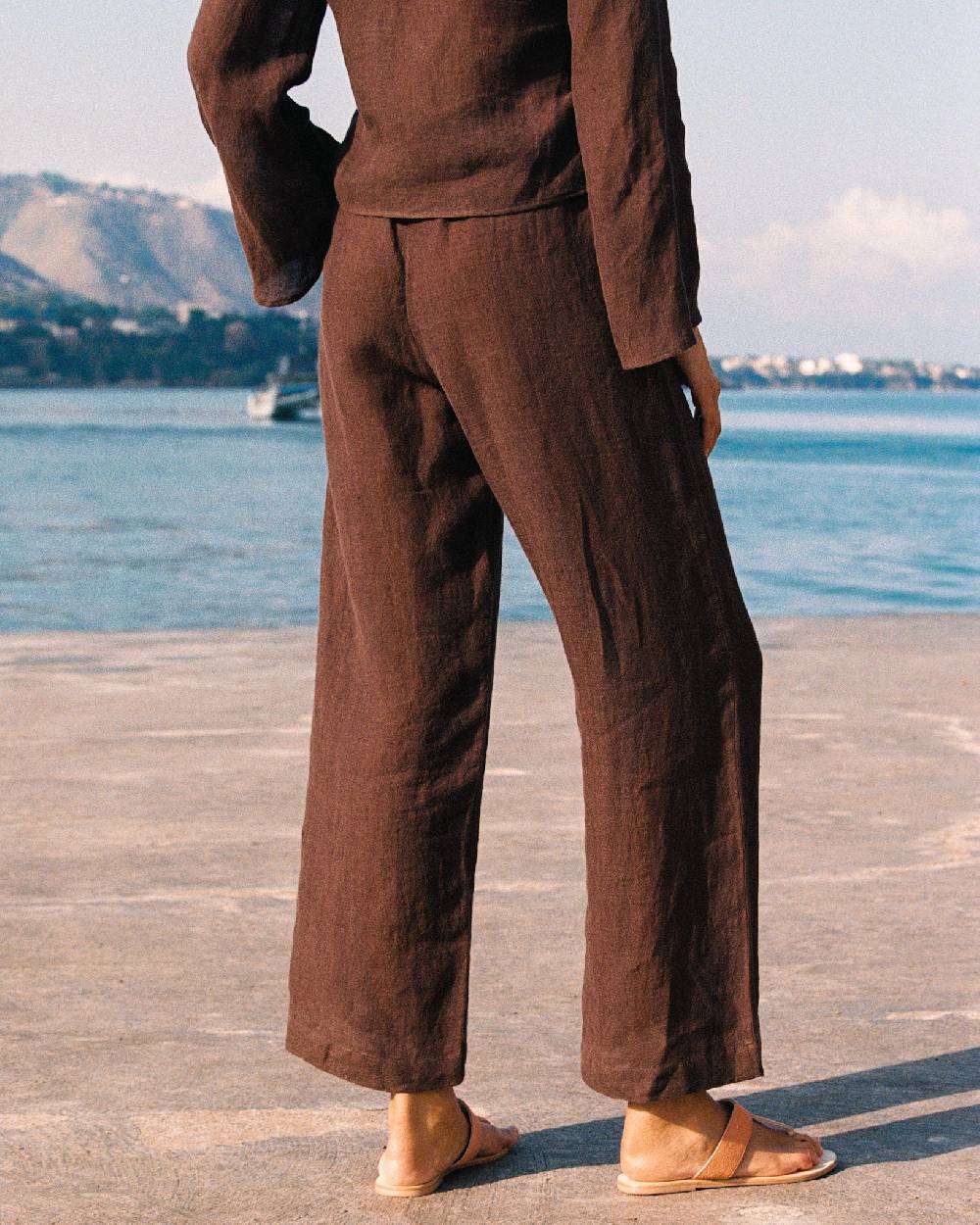 Manebí Linen Gauze Girona Trousers - Cocoa Ultimi due giorni