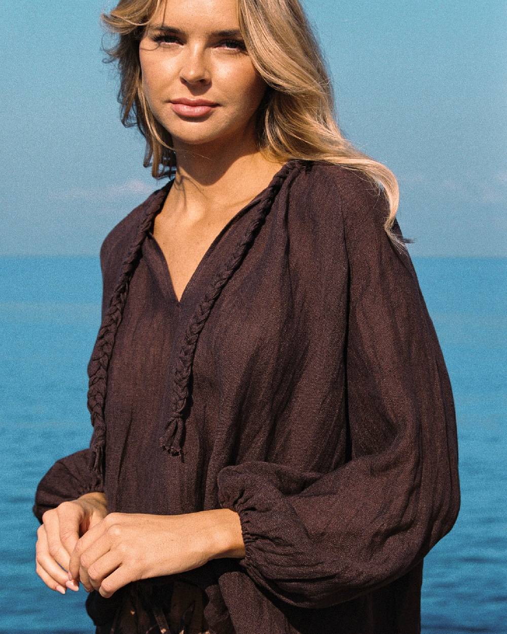 Manebí Linen Gauze Mykonos Shirt - Cocoa Promozione Limitata