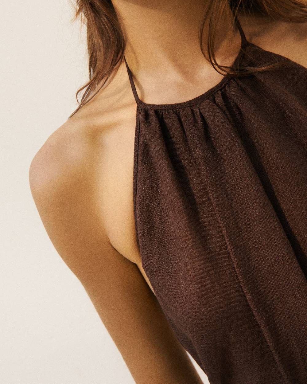 Manebí Linen Gauze Tulum Dress - Cocoa Fino Al -60%