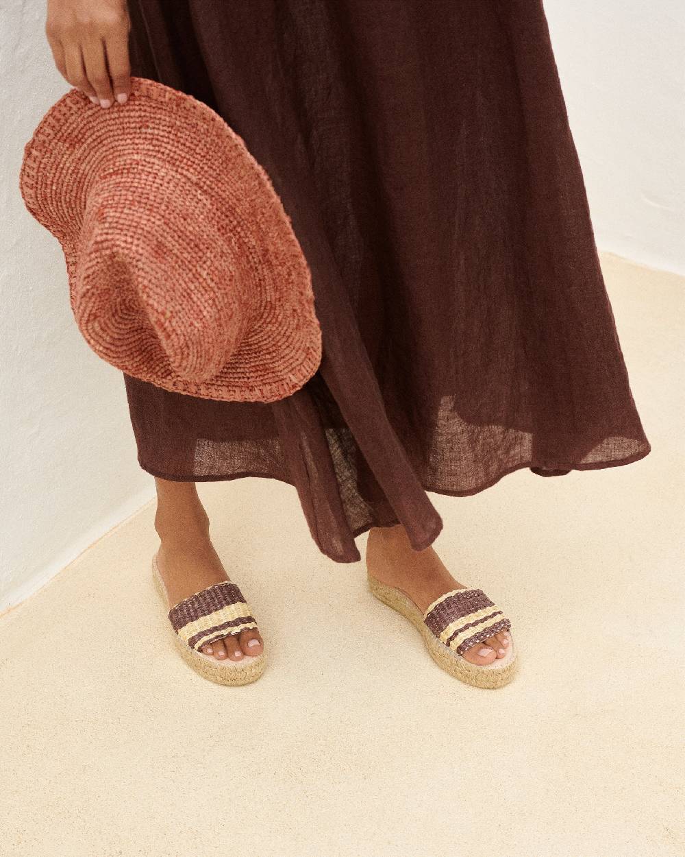 Manebí Raffia Panama Hat - Rust Offerte
