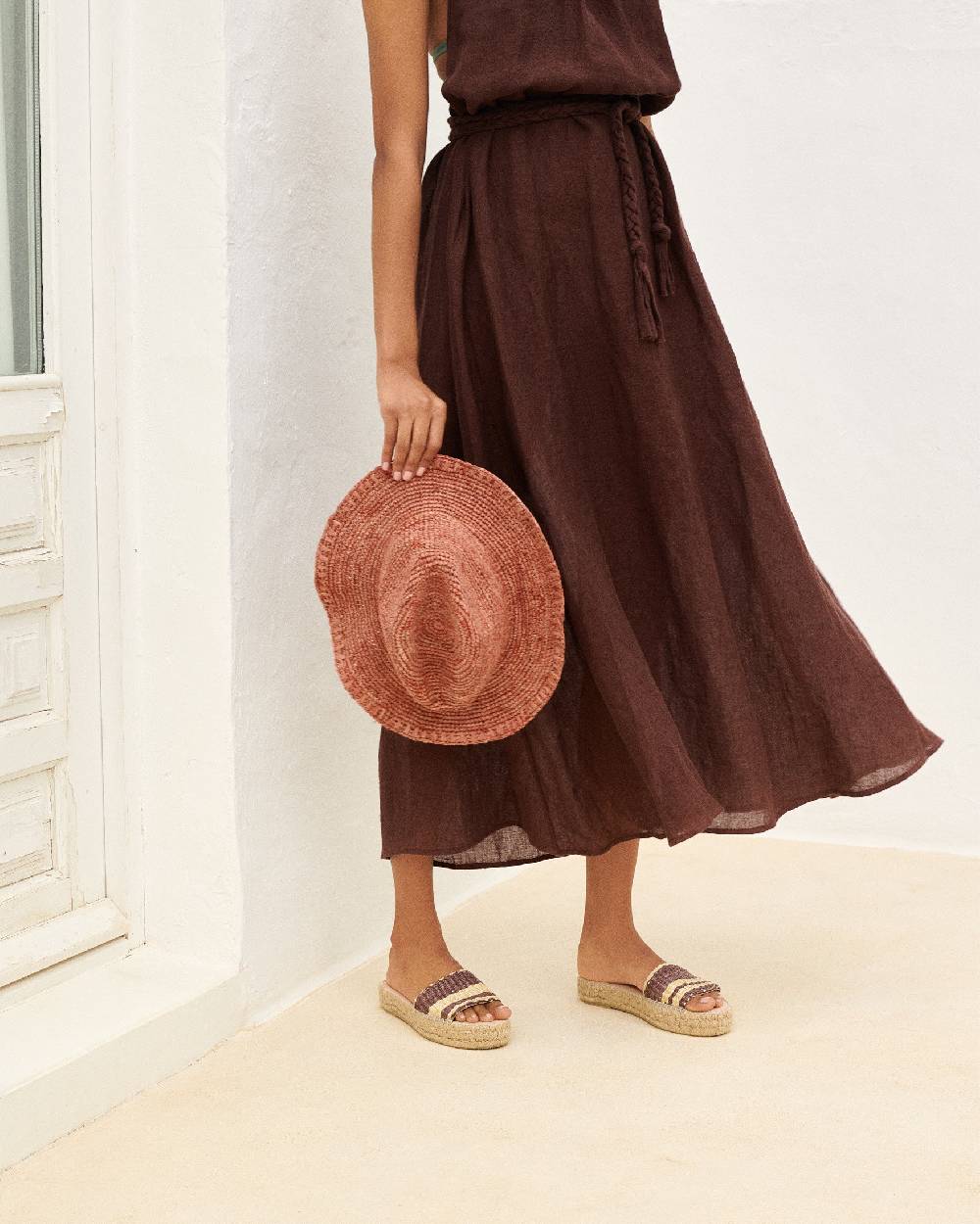 Manebí Raffia Panama Hat - Rust Offerte
