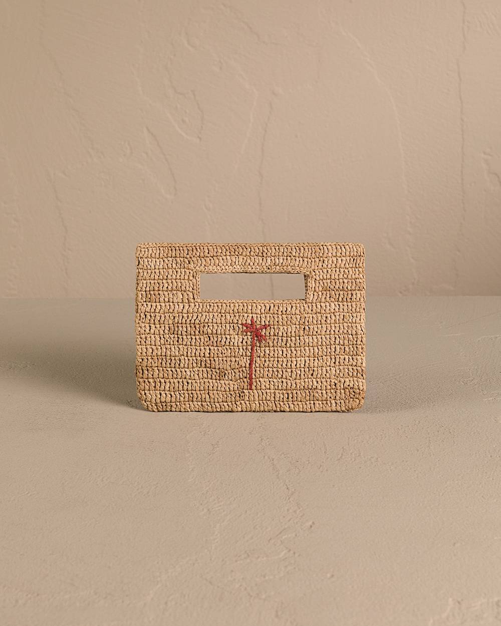 Manebí Raffia Handbag Mini - Tan With Brown Palm Vendite Flash