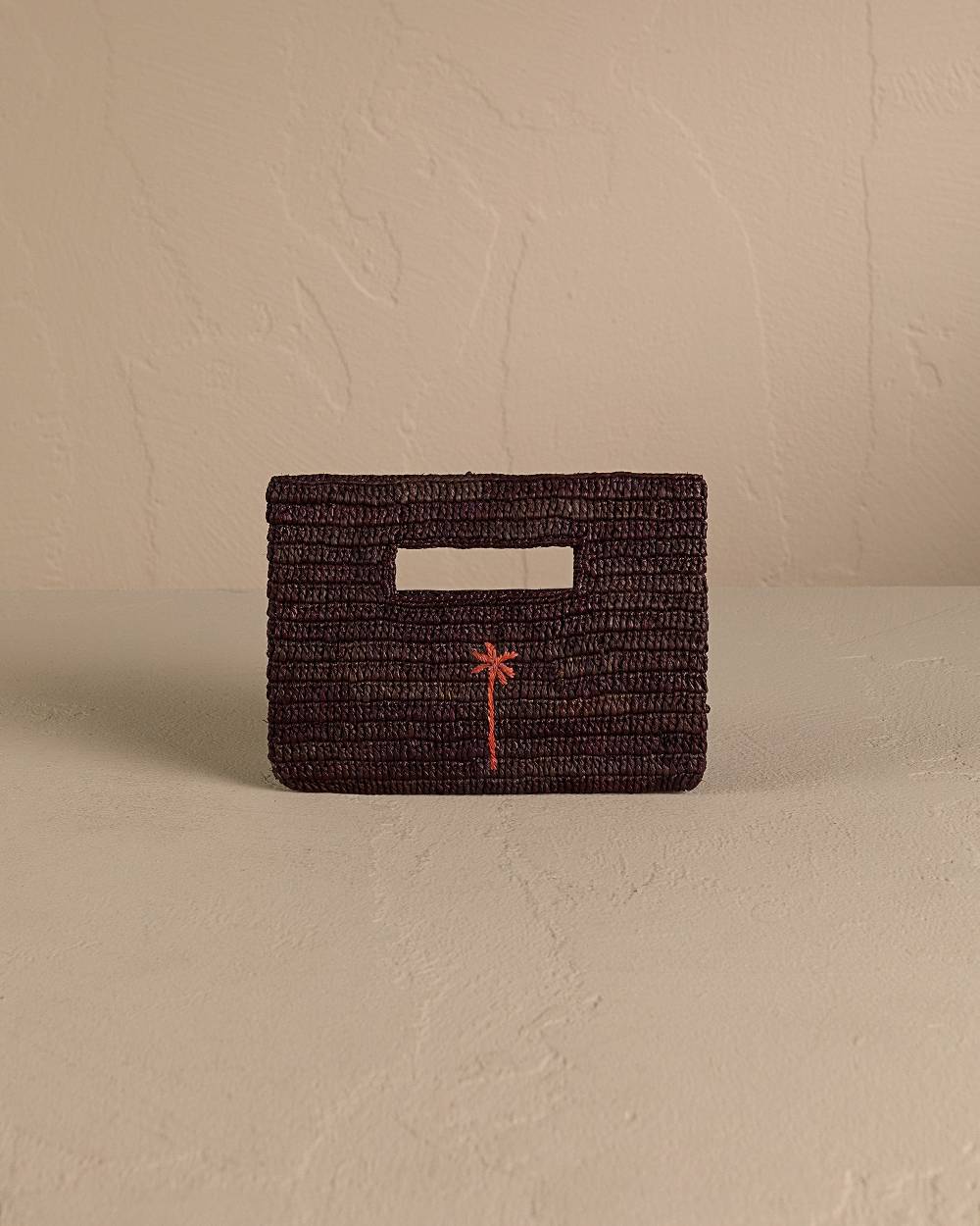 Manebí Raffia Handbag Mini - Chocolate With Rust Palm Negozio