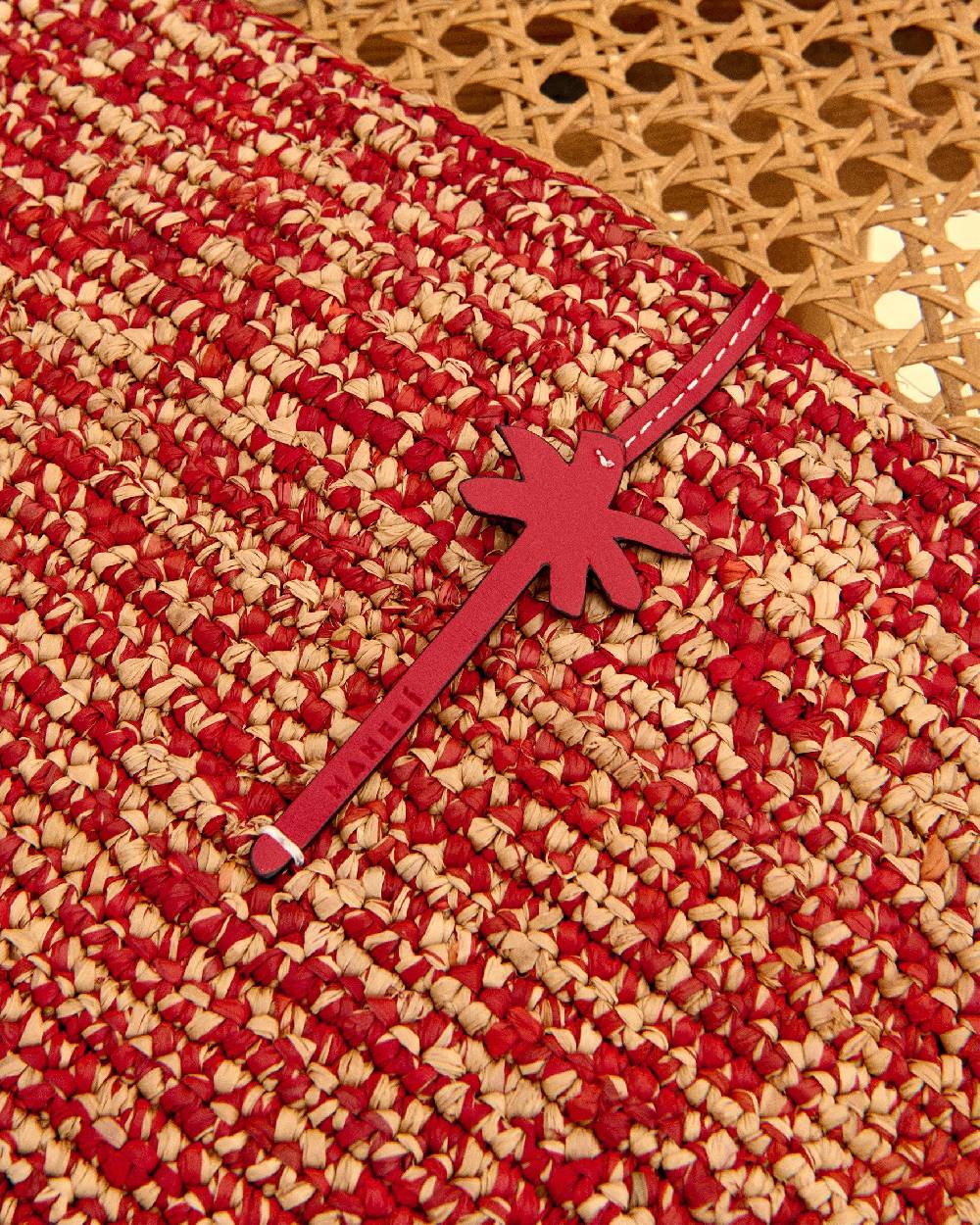 Manebí Raffia Clutch - Leather Palm Rust Tan Mélange \u0026 Rust In Saldo