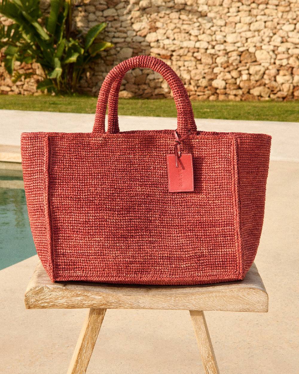 Manebí Raffia Sunset Bag Large - Rust Qualità