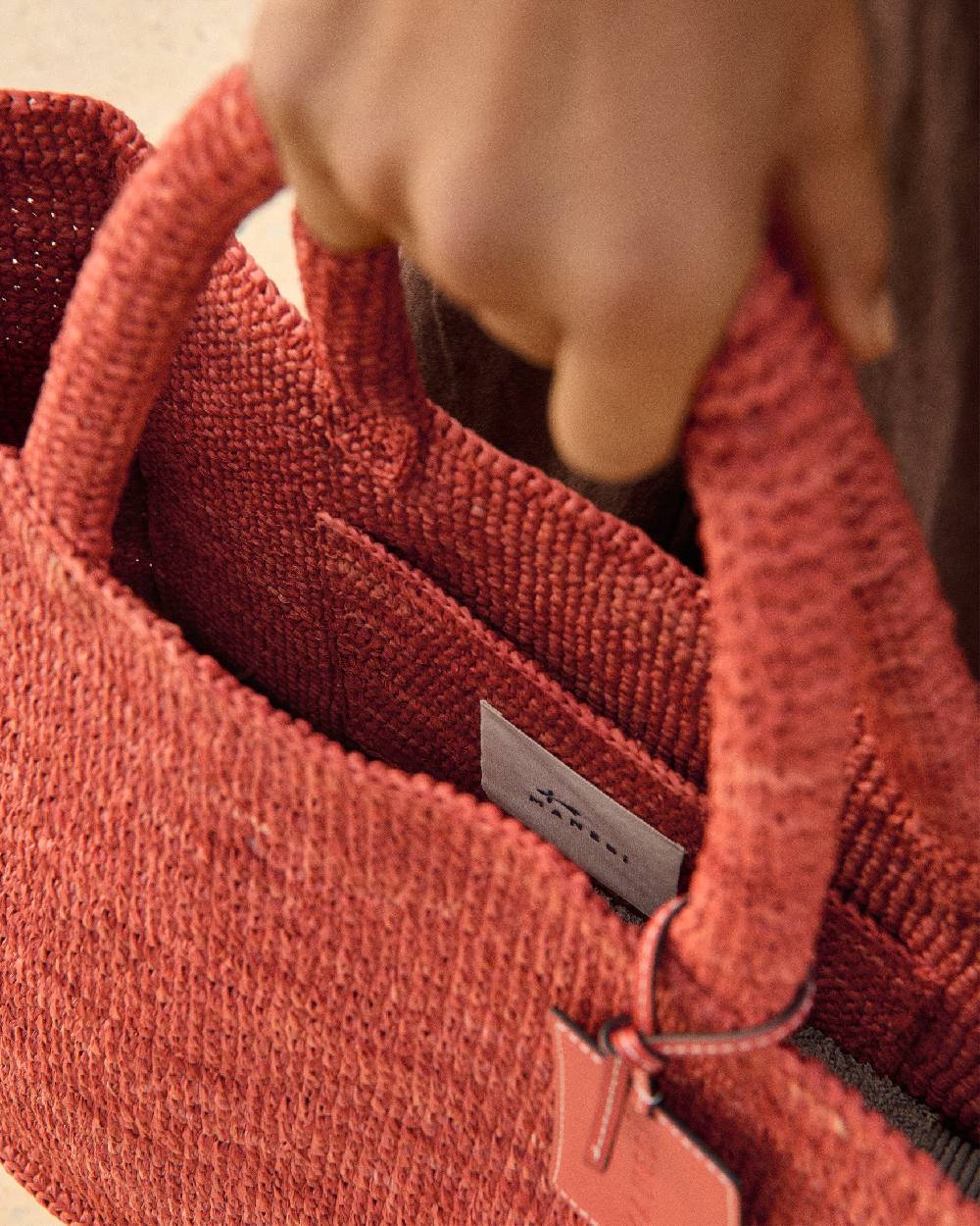 Manebí Raffia Sunset Bag Large - Rust Qualità