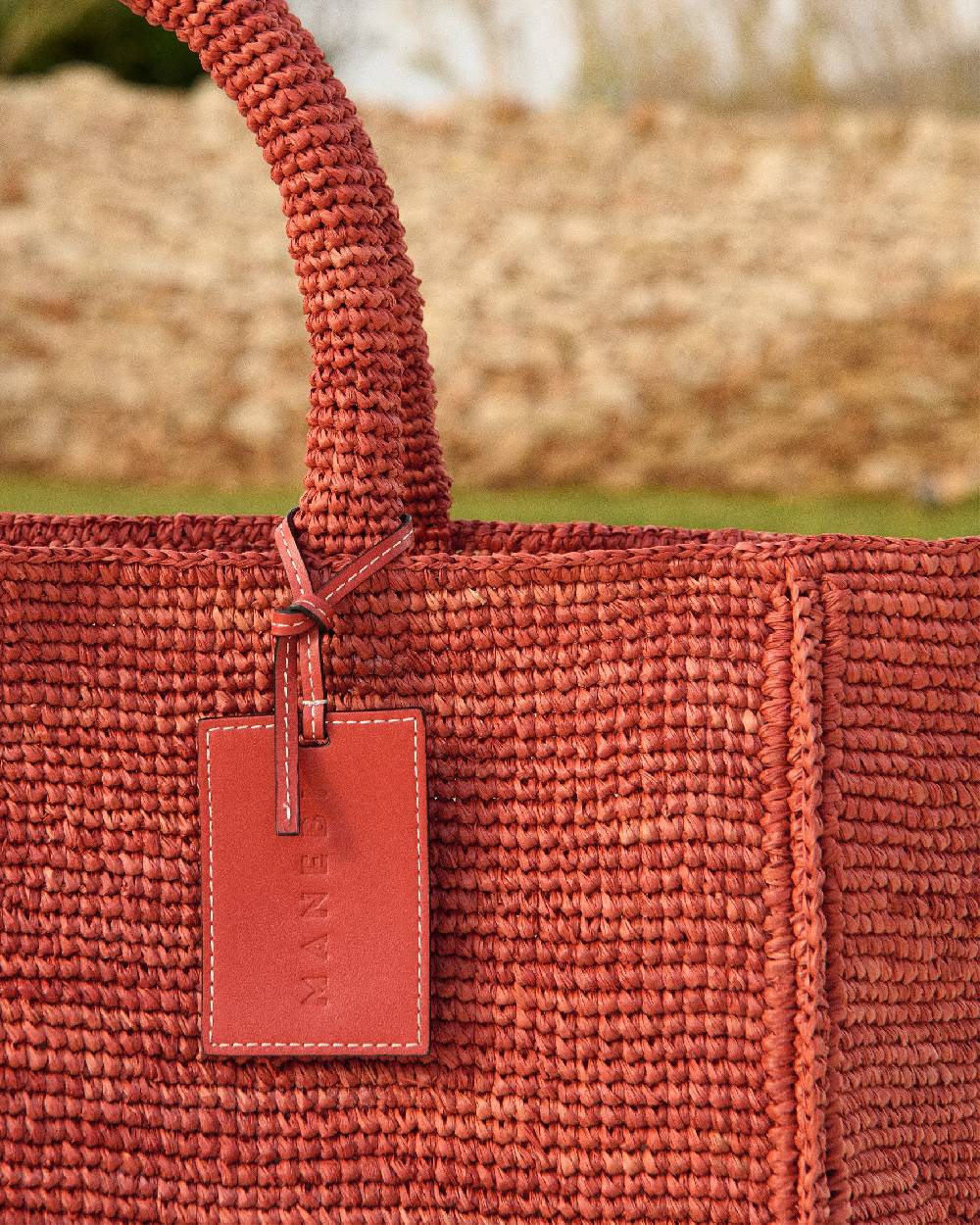 Manebí Raffia Sunset Bag Large - Rust Qualità