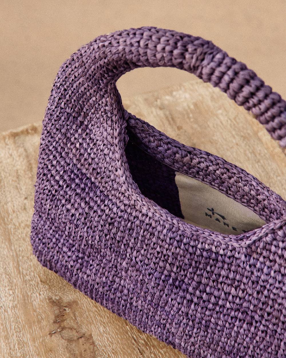 Manebí Raffia Halfmoon Bag - Summer Purple Nuovo