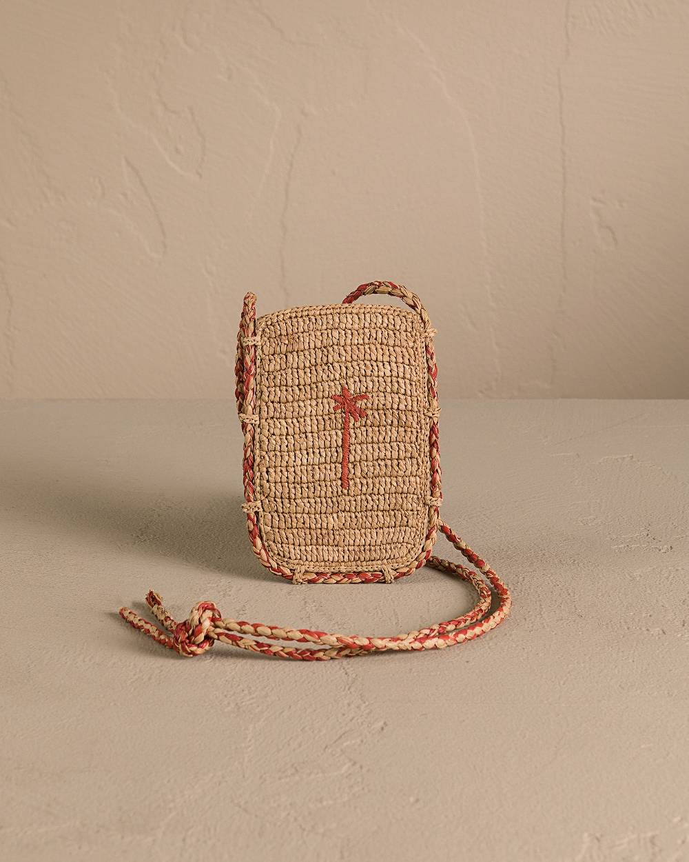 Manebí Raffia Phone Case - Tan \u0026 Rust Spedizione Gratuita