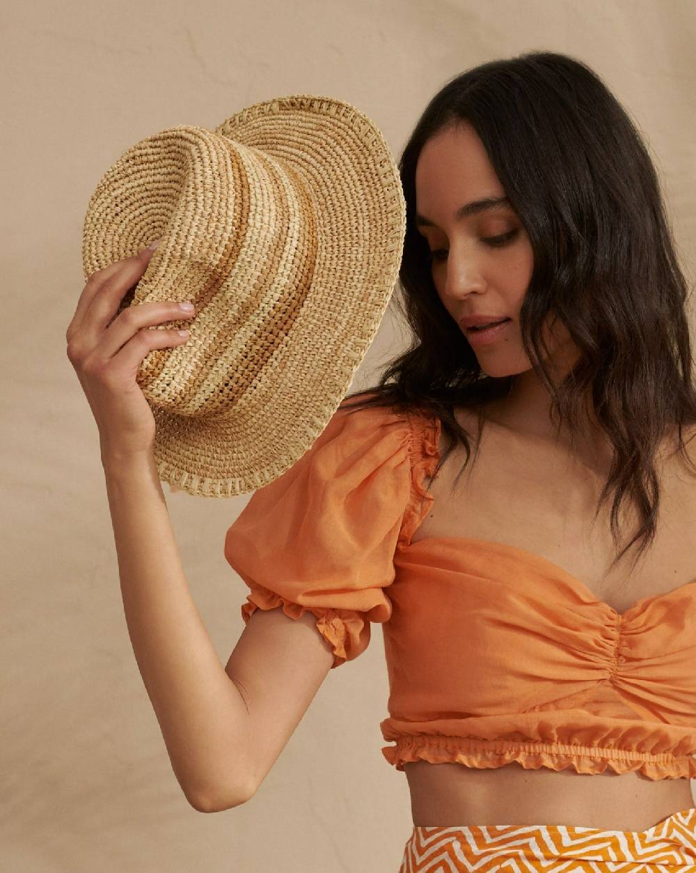 Manebí Raffia Panama Hat - Striped Striped Pezzi Unici