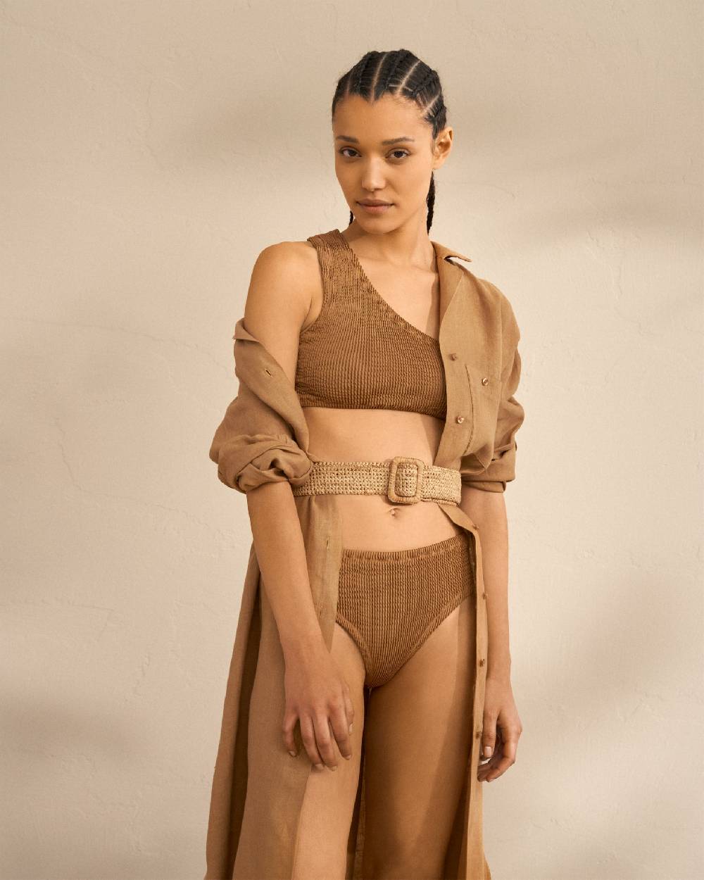 Manebí Natural Raffia Belt - Square Buckle - Tan Soddisfazione Garantita