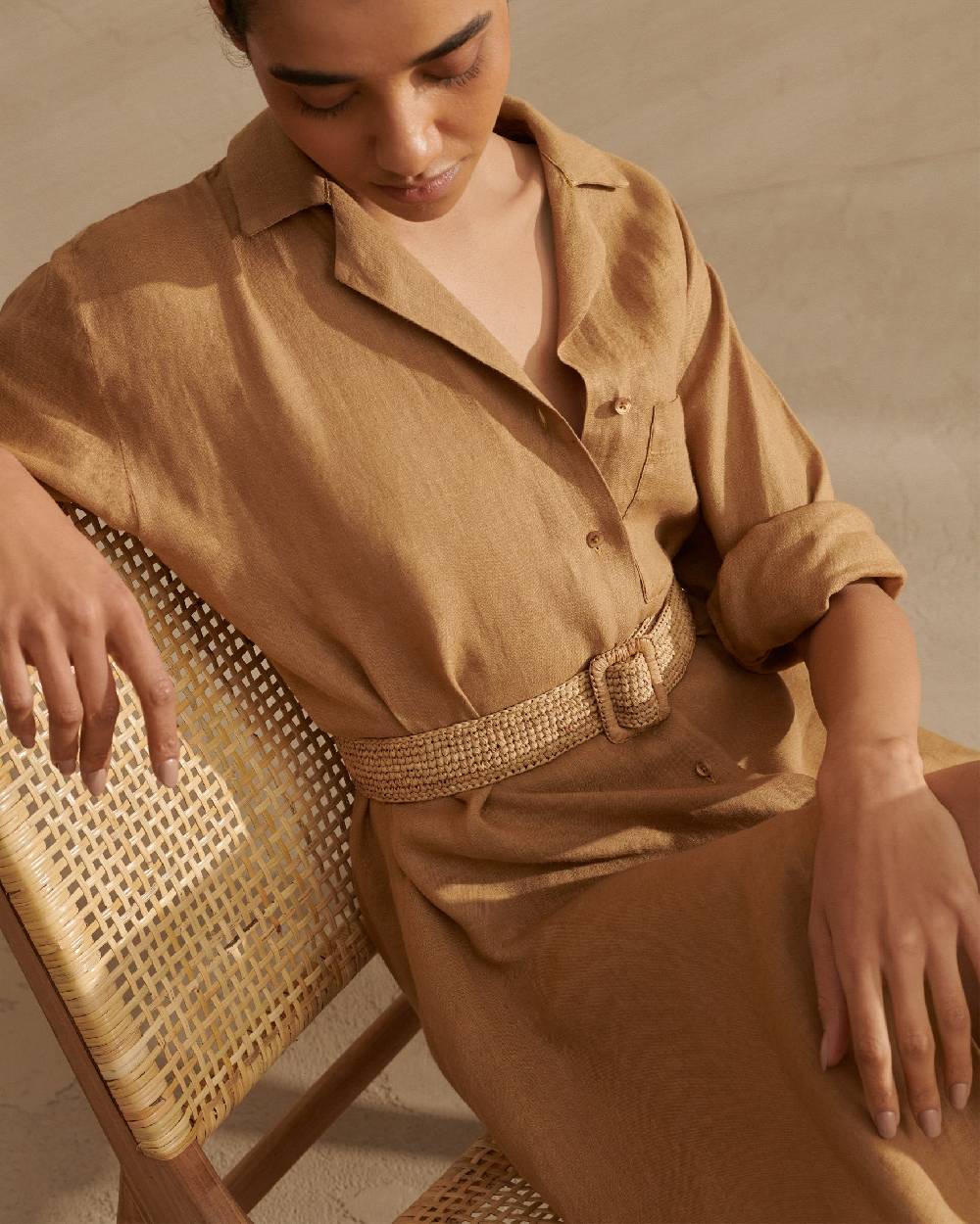 Manebí Natural Raffia Belt - Square Buckle - Tan Soddisfazione Garantita