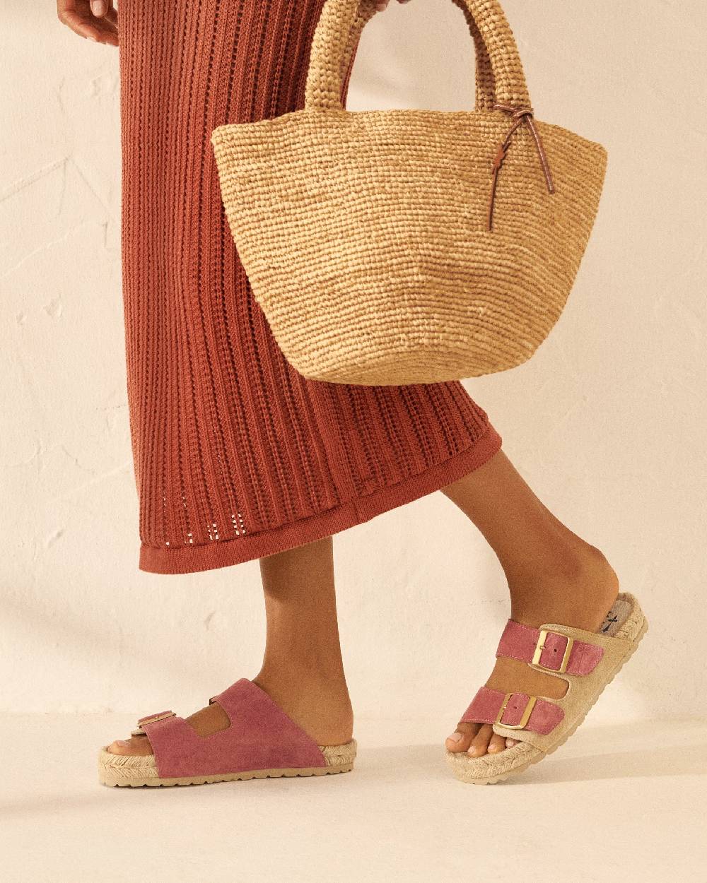 Manebí Raffia Summer Bag Medium - Palm Leather Tag Tan Promozione Limitata