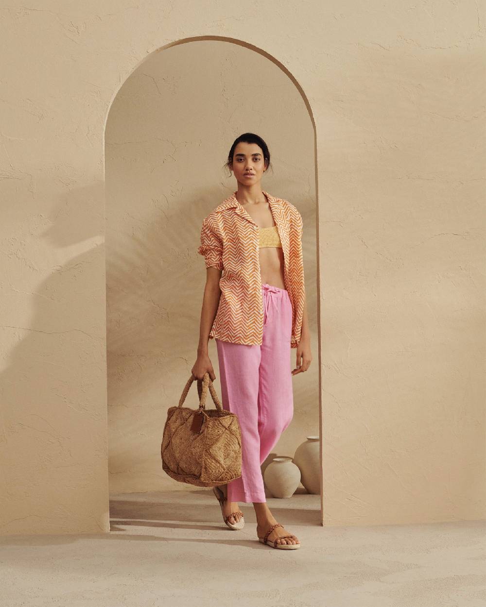 Manebí Raffia Crochet Sunset Bag Large - Tan Fino Al -60%