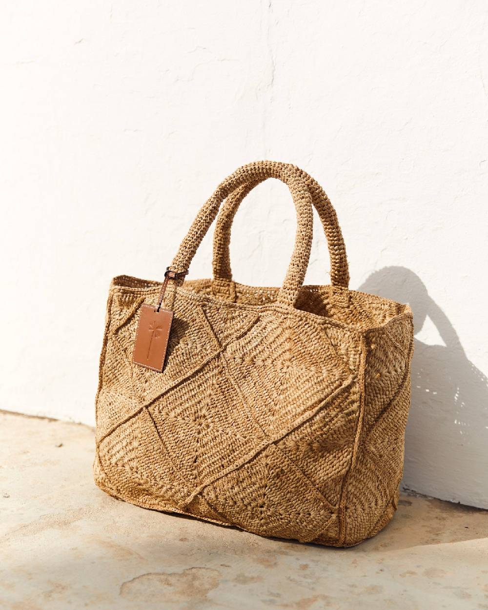 Manebí Raffia Crochet Sunset Bag Large - Tan Fino Al -60%