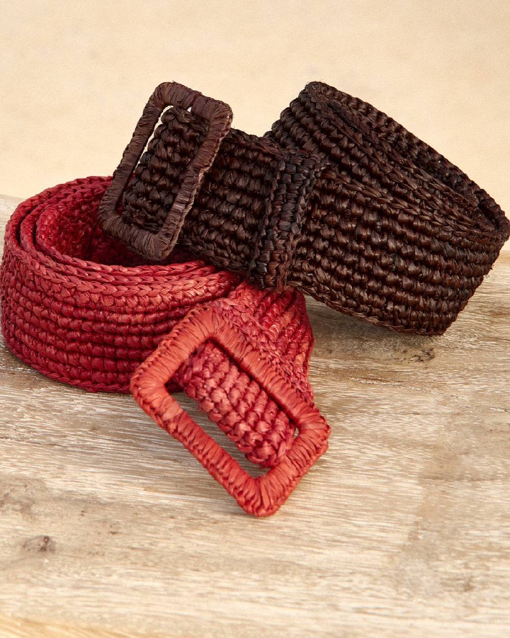 Manebí Natural Raffia Belt - Chocolate Sottocosto