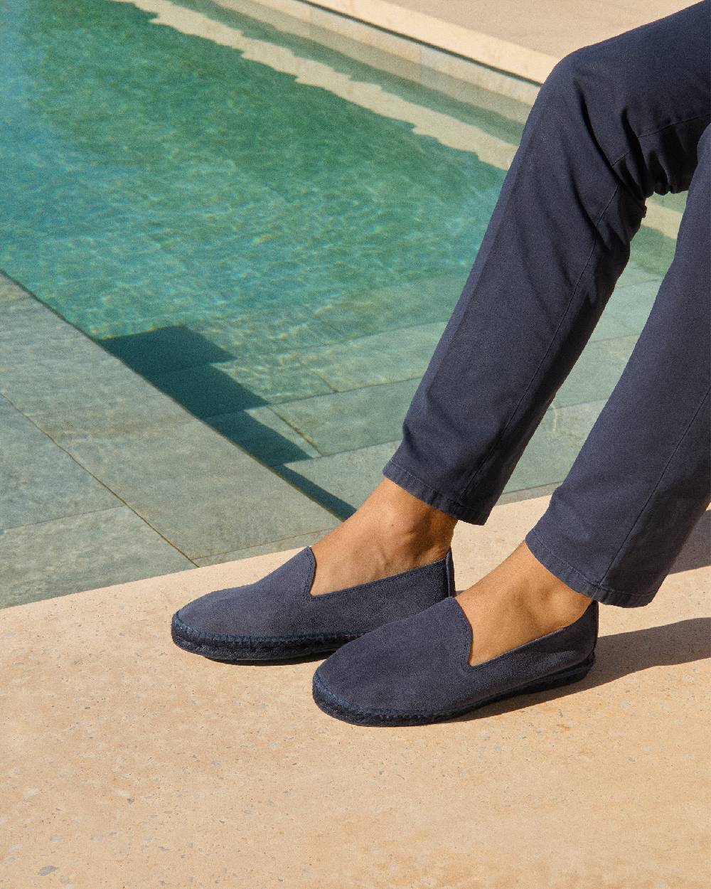 Manebí Espadrillas flat in pelle scamosciata - Hamptons -Patriot Blu ton sur ton Vendita Calda
