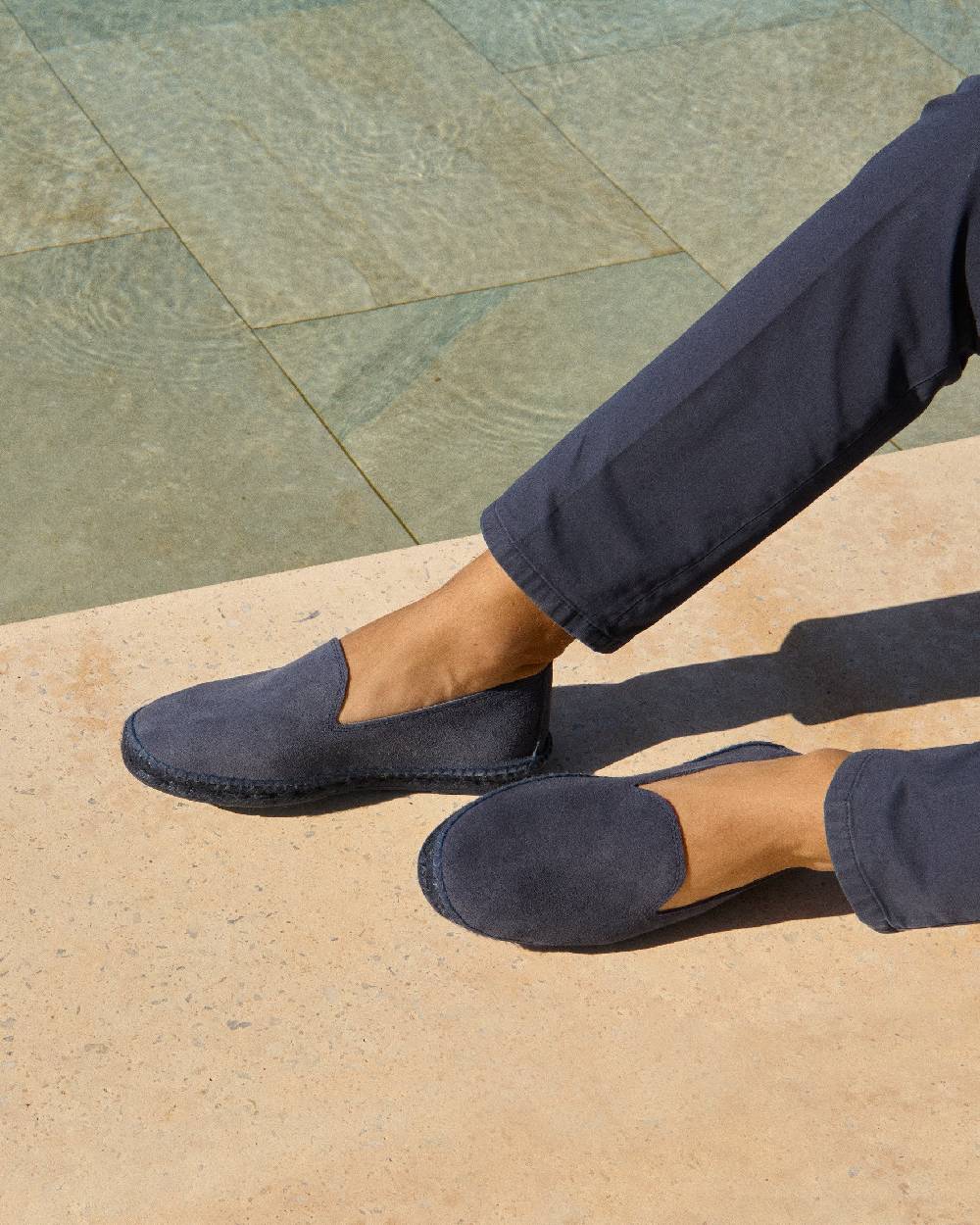 Manebí Espadrillas flat in pelle scamosciata - Hamptons -Patriot Blu ton sur ton Vendita Calda
