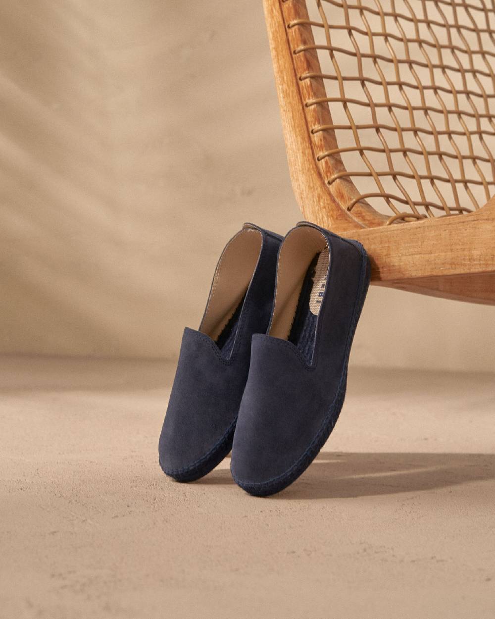 Manebí Espadrillas flat in pelle scamosciata - Hamptons -Patriot Blu ton sur ton Vendita Calda