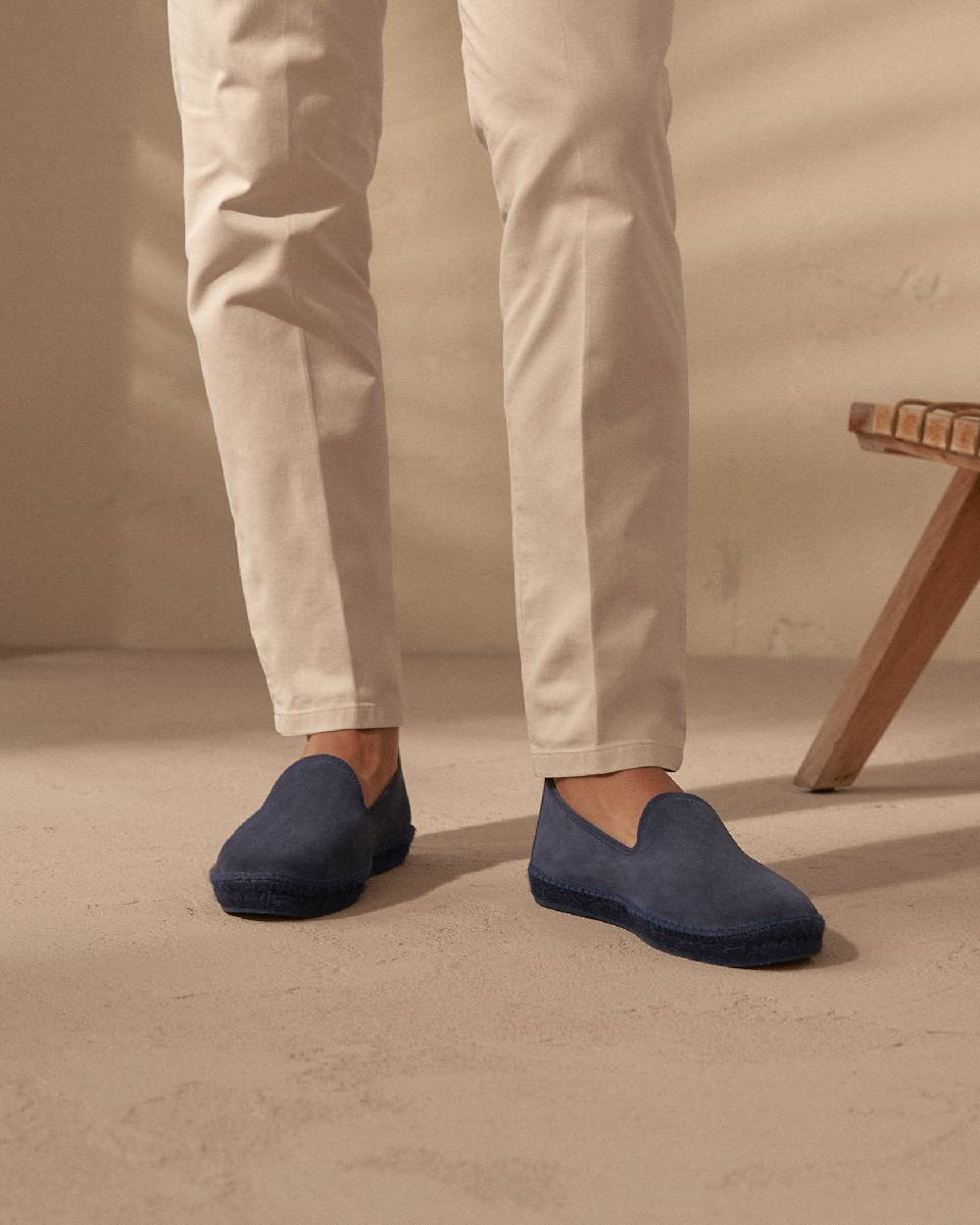 Manebí Espadrillas flat in pelle scamosciata - Hamptons -Patriot Blu ton sur ton Vendita Calda