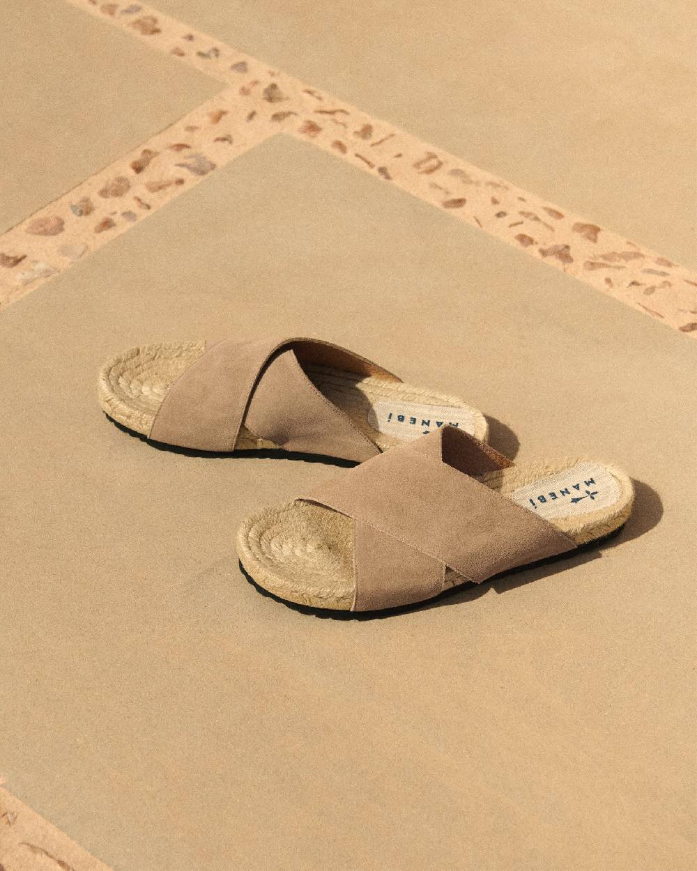 Manebí Suede Crossed Bands Sandals - Vintage Taupe Italy