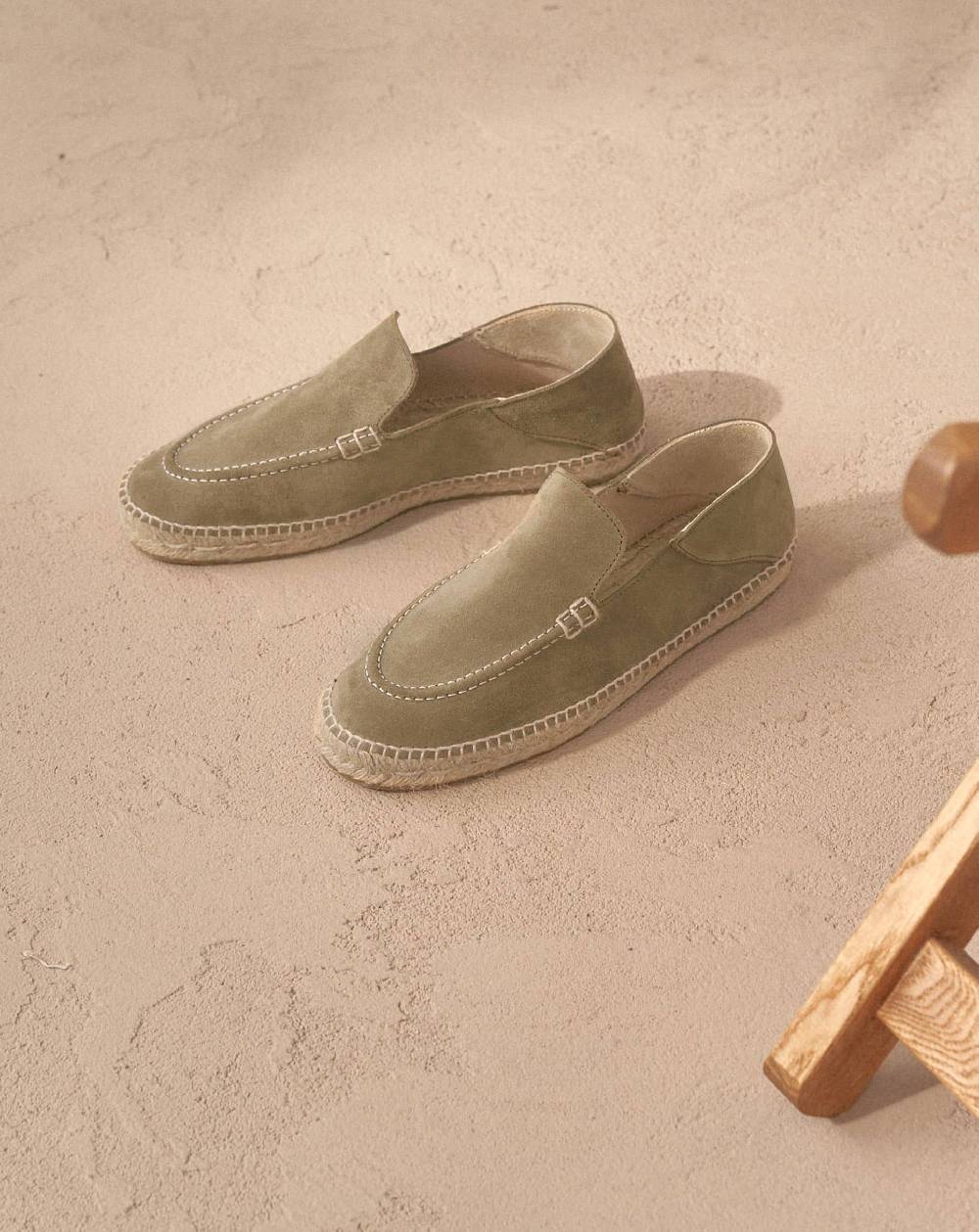 Manebí Mocassini Traveler Espadrillas in pelle scamosciata- Hamptons - Forest Sottocosto