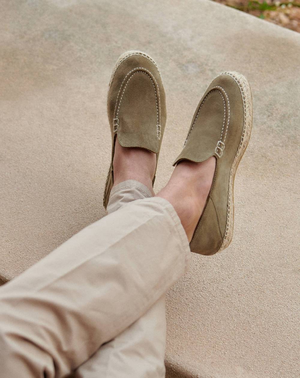 Manebí Mocassini Traveler Espadrillas in pelle scamosciata- Hamptons - Forest Sottocosto