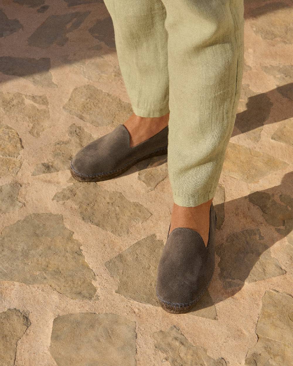 Manebí Espadrillas flat in pelle scamosciata - Hamptons - Carbon Grey ton sur ton Novità
