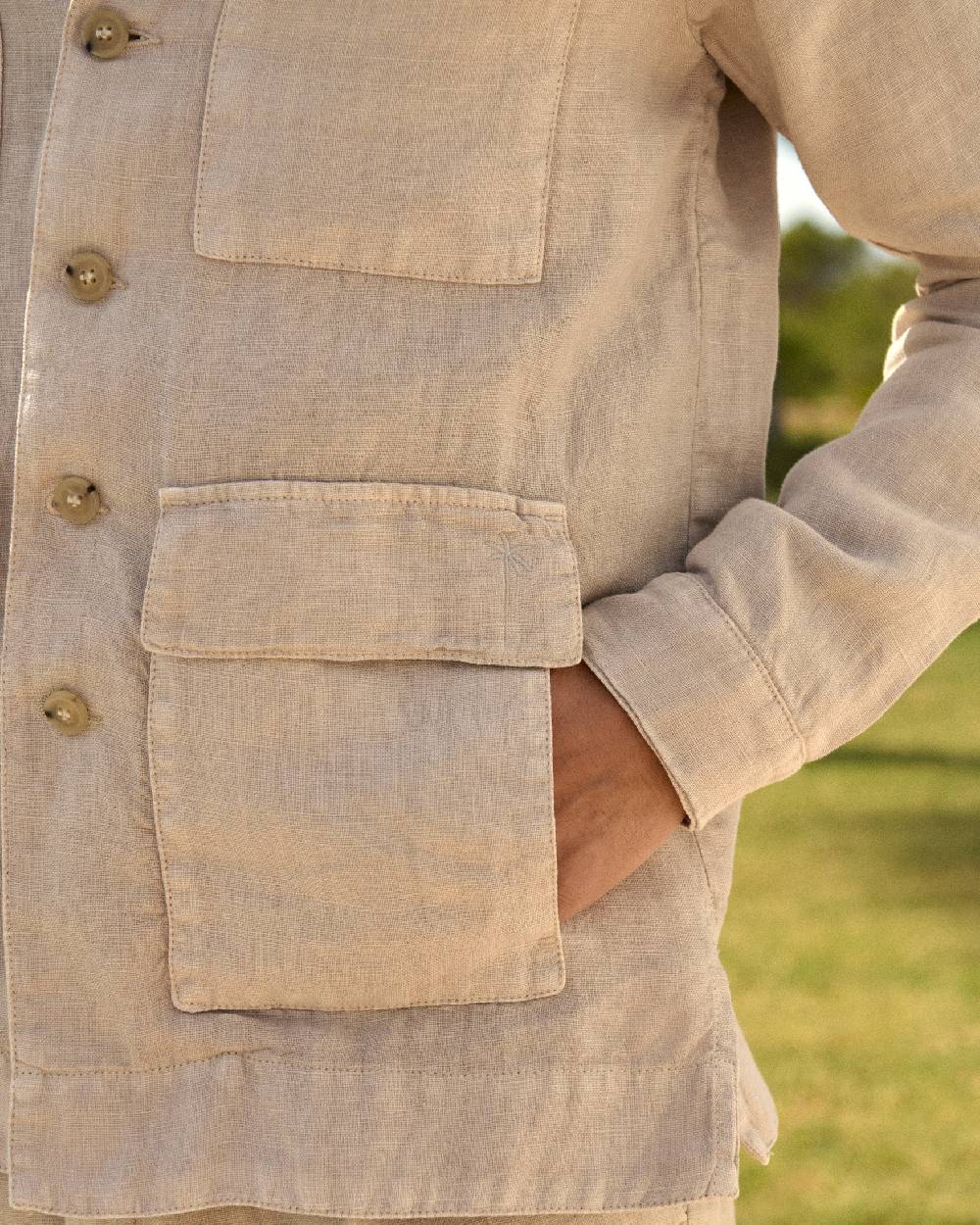 Manebí Irish Linen Savana Jacket - Kaki Beige Outlet