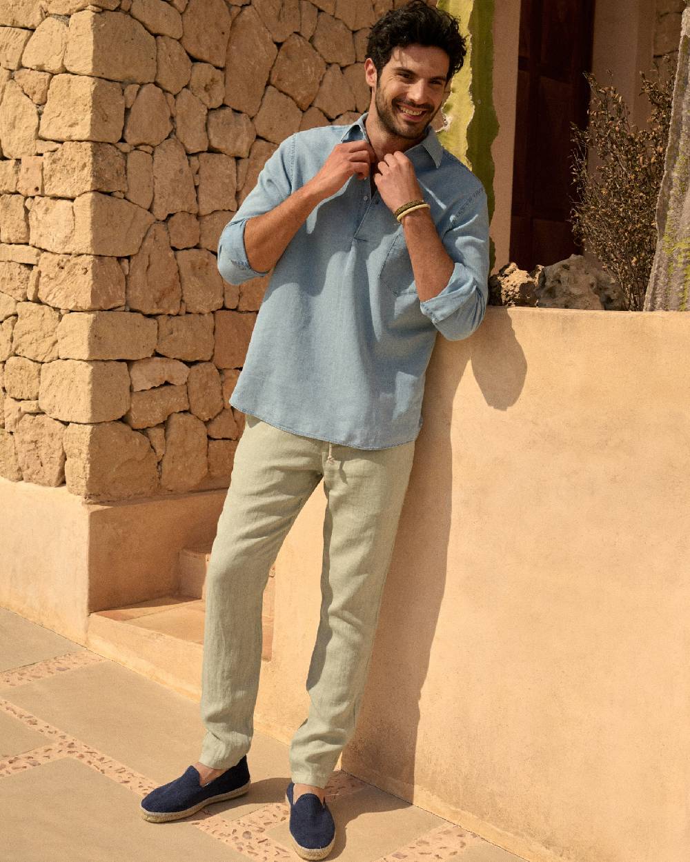 Manebí Washed Linen Venice Trousers - Light Green Offerte