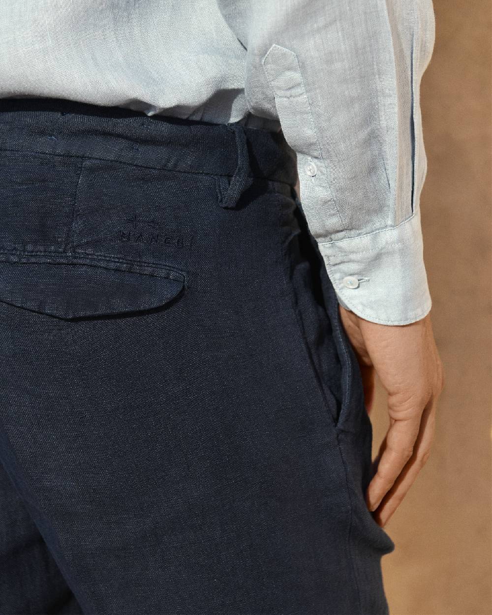 Manebí Irish Linen Savana Trousers - Night Blue Saldi Di Fabbrica