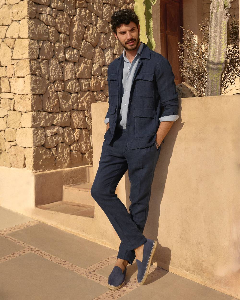 Manebí Irish Linen Savana Trousers - Night Blue Saldi Di Fabbrica
