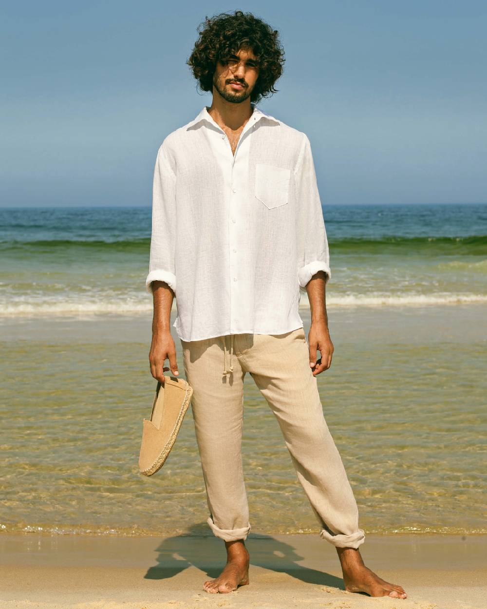 Manebí Washed Linen Venice Trousers - Kaki Beige Negozio