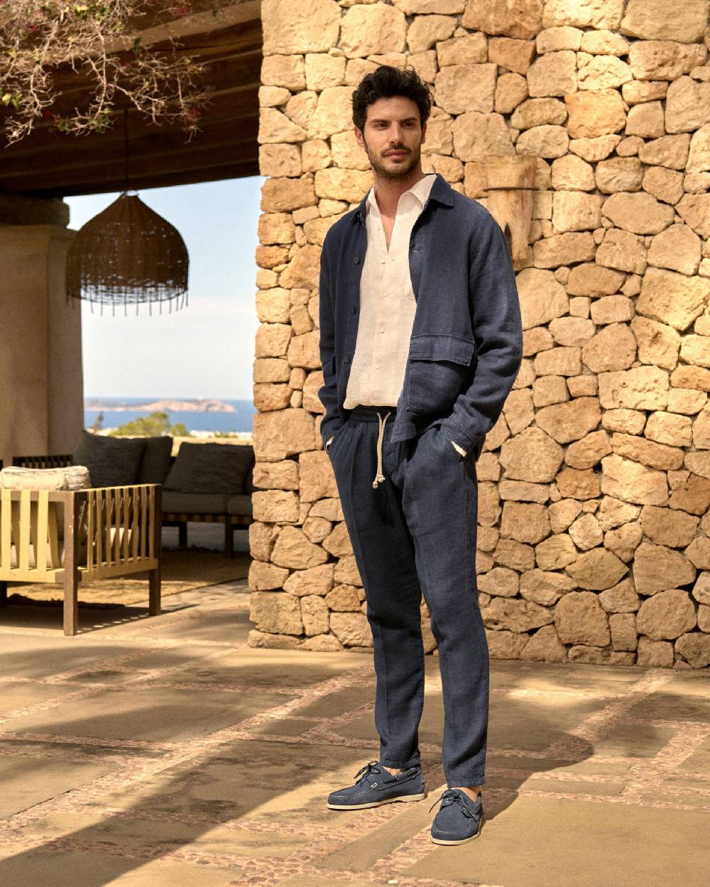 Manebí Linen Sahara Over Jacket - Night Blue In Saldo