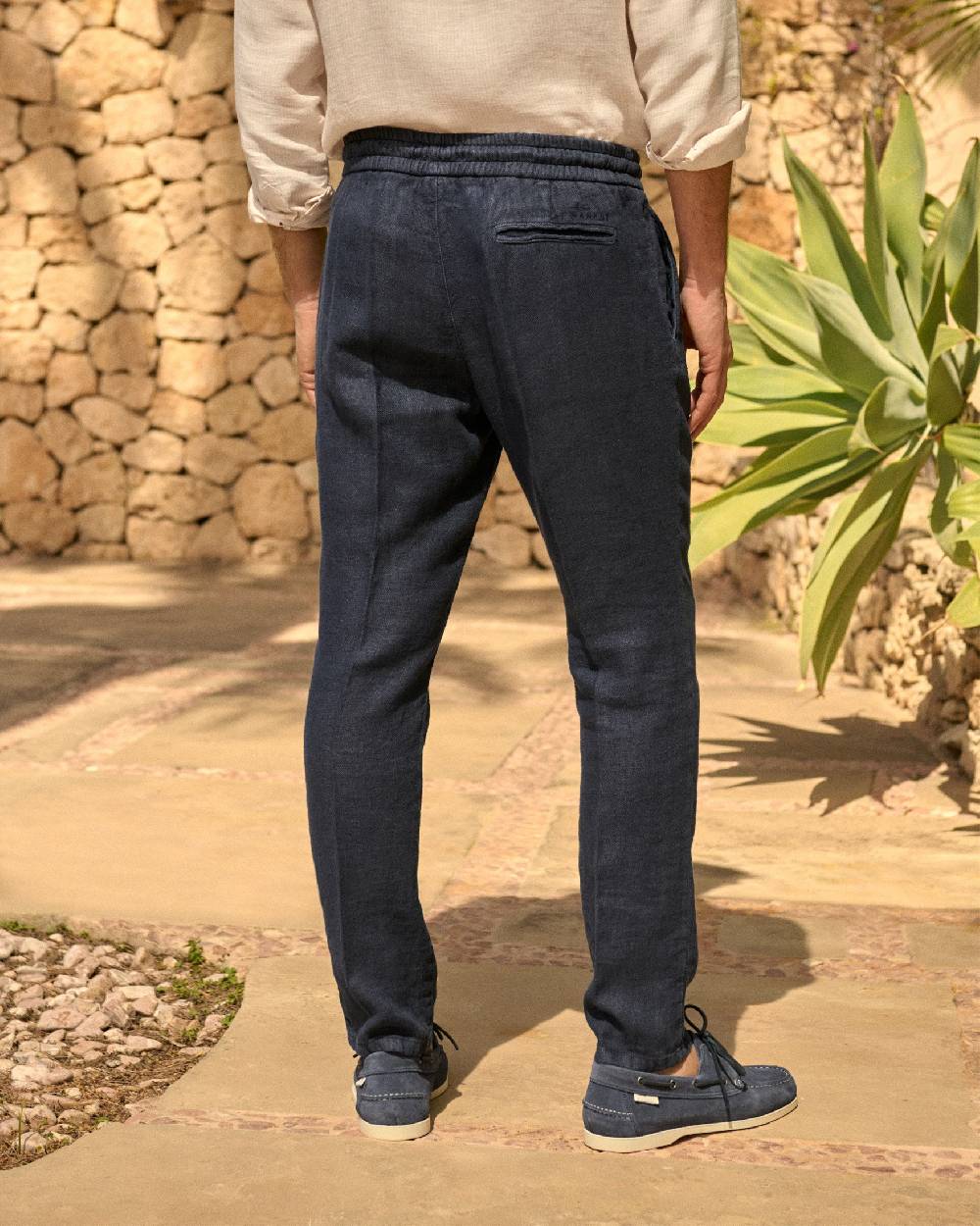 Manebí Woven Linen Santa Barbara Trousers - Night Blue Nuova
