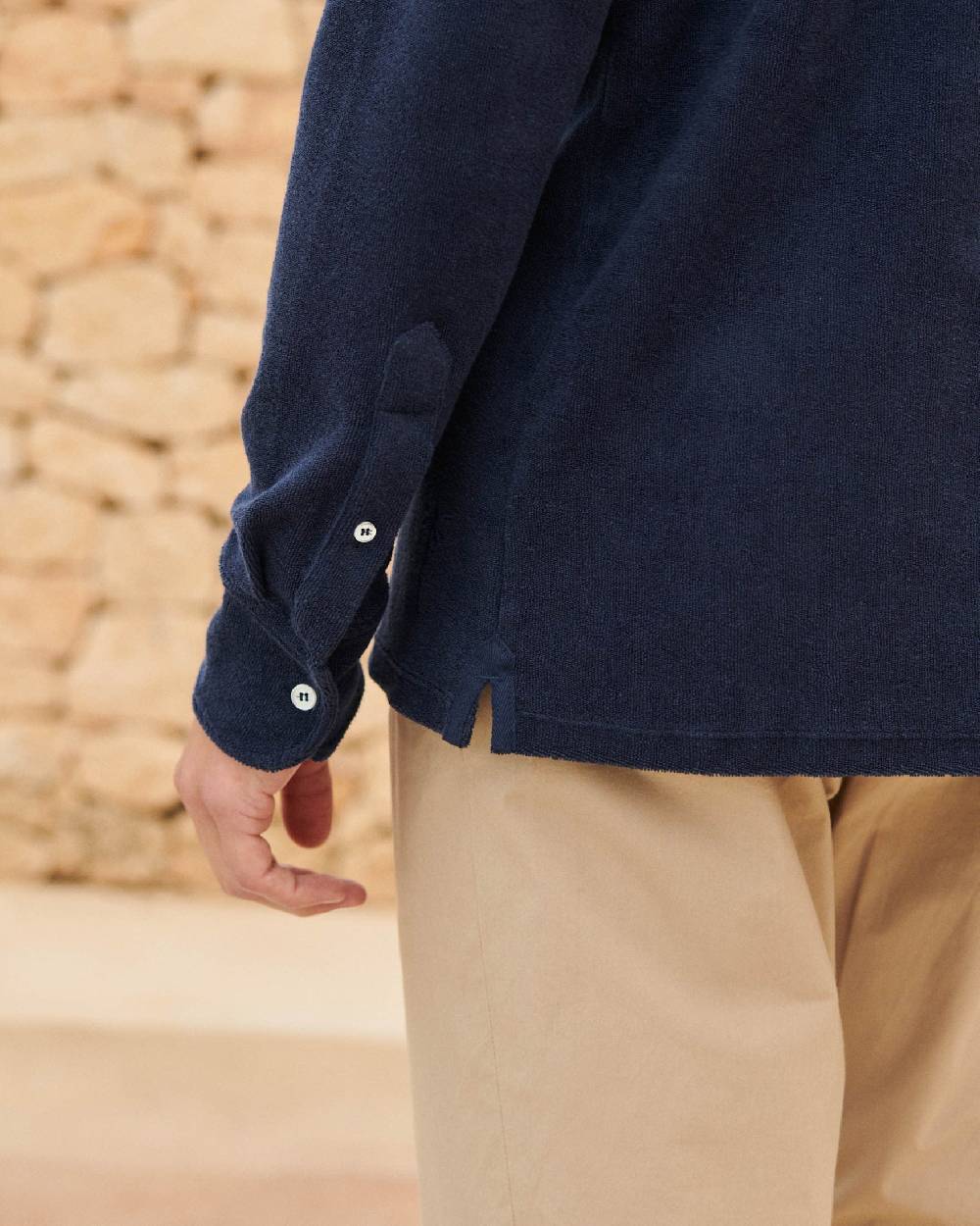 Manebí Organic Terry Cotton|Antonello Polo Shirt - Long Sleeves Navy Sottocosto