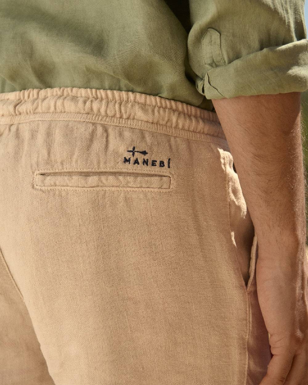Manebí Woven Linen Malibu Shorts - Kaki Beige Italia